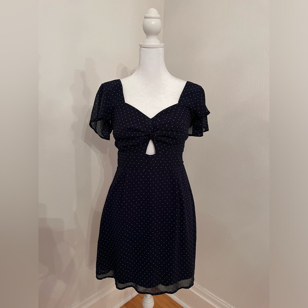 Navy ROW A Polk a Dot Dress Women size SM